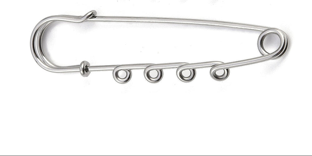 Silver Safety Pin Brooch