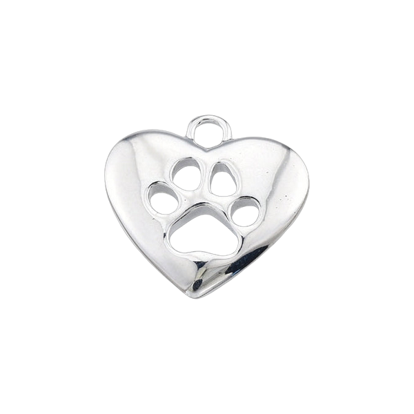 Silver Heart Paw Print