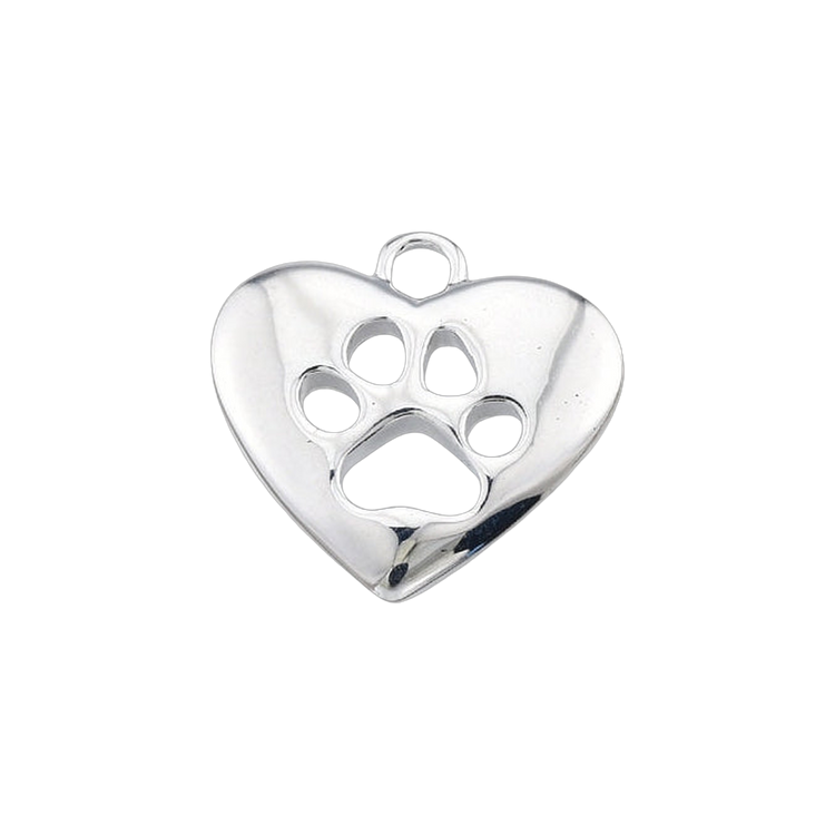 Silver Heart Paw Print