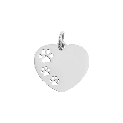 Silver Paw Print Heart