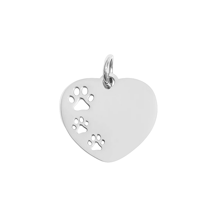 Silver Paw Print Heart