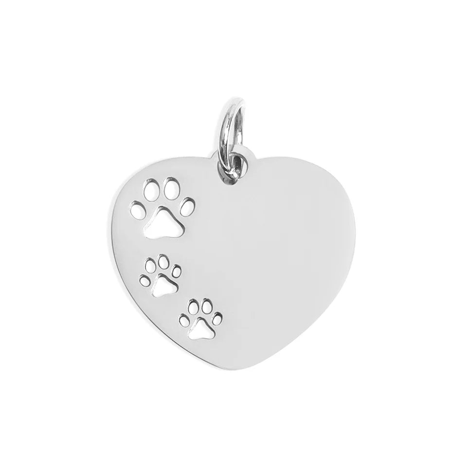Silver Paw Print Heart