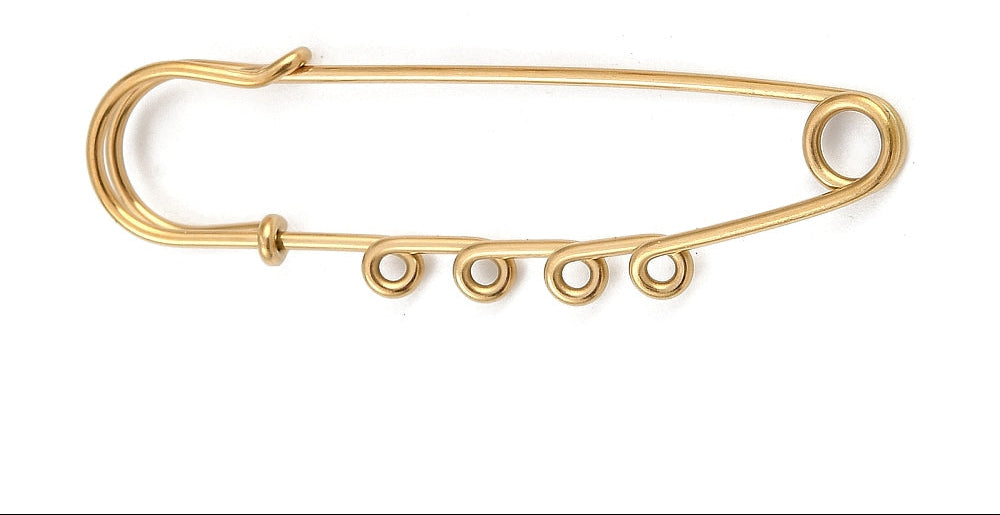 Gold Safety Pin Brooch