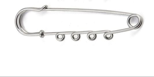 Silver Safety Pin Brooch